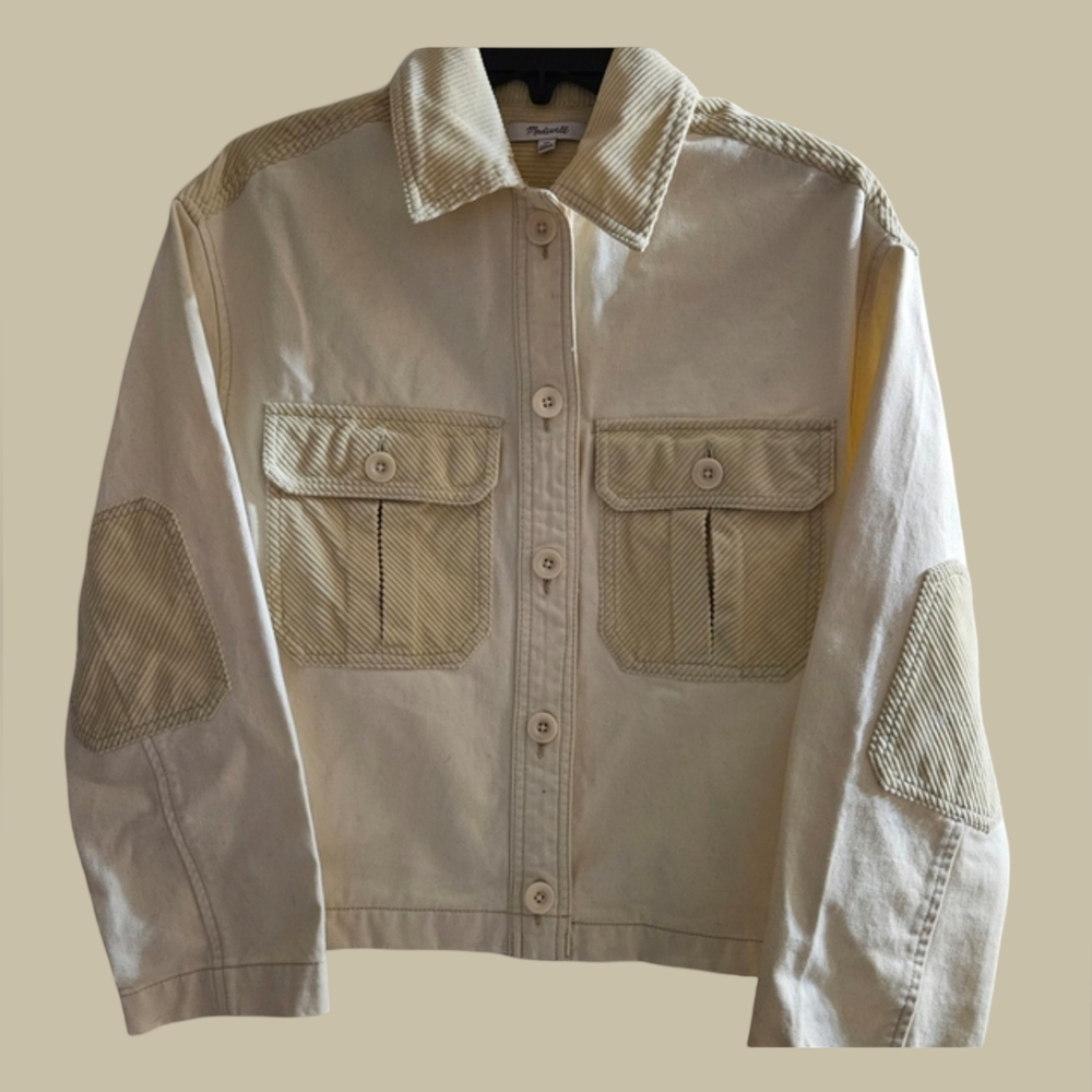 Ladies Jean Jacket | Cream Color | XS | Denim And Corduroy